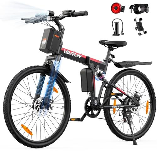VARUN 26 E Bike Klapprad mit Vollfederung, 48V 374.4 Wh Akku, 250W Motor | E-Bike Herren Damen mit 7-Gang, 25 km/h, LCD Display, E-Mouantainbike für Erwachsene, Reichweite bis 80 km
