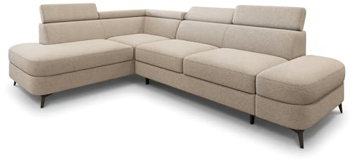 Masseno Ecksofa AVISE Q L-S mit Schlaffunktion L-Form, Klassisch Sofa mit Bettkasten, Wohnzimmersofa, Couch, Soffa, Bettsofa, Couchgarnitur - Beige, Quelle 05