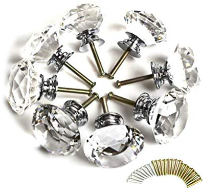 clairty 8 x 40 mm Diamond corte claro cristal cajón de cocina tirador de puerta armario tirador Hardware para muebles de dormitorio, mesita de noche, aparador armario y en el pecho