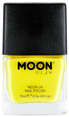 Neon UV Nail Polish by Moon Glow - Intense Yellow - Bright Neon Nail Varnish - Glows under UV - 10ml