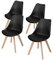 DORAFAIR 4 x Skandinavischen Retro Design Gepolsterter PP Esszimmerstühle Stuhl Küchenstuhl,mit Massivholz Buche Bein,Schwarz