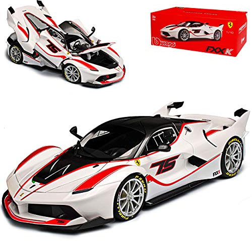 Bburago Ferrari FXX K Coupe Weiss mit Rot Nr 75 Signature Serie 18-16907 1/18 Modell Auto mit individiuellem Wunschkennzeichen
