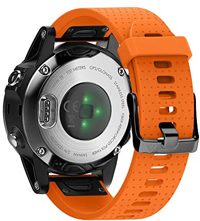 NotoCity für Garmin Fenix 6s/5s/7s Armband, 20mm Silikon Armband für Garmin Fenix 5s Plus/7s Pro, Quickfit Ersatzarmband (Orange)