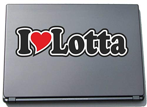 Indigos UG Laptop Aufkleber I Love Lotta 210 mm - Notebook Aufkleberskin - Dekoration für Laptopdeckel - für Studenten, Büro, Schule, Uni