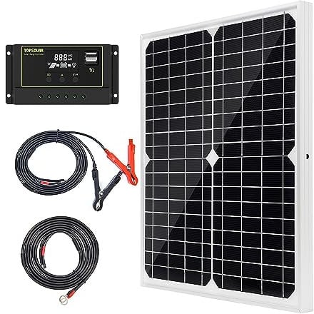 20W 12V Monocrystalline Solar Panel, Solar Panel Kit with 10 A Solar Charger Charge Controller Photovoltaic Systems Solar Powered for Caravan, Camper, Boat