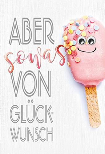 KE - Humorvolle Geburtstagskarte mit Wackelaugen, B6 Format, Inklusive Umschlag, Klappkarte - Perfekt für einen unvergesslichen Geburtstag, Motiv: Eis