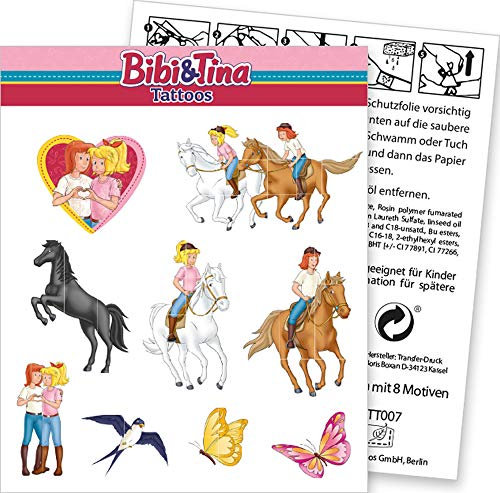 9-tlg. Tattoo-Set * BIBI & TINA * als Mitgebsel oder Geschenk | Sticker Bilder Kinder Kindergeburtstag Geburtstag Mädchen Pferde Blocksberg