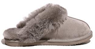 Reissner Lammfelle | Engel Hausschuhe Nadine | Pantoffel | Veloursleder | Innenfutter echtes Merino Lammfell | mit Fellkranz | Platin 37