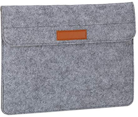 Relaxdays Hülle, 13 Zoll, Filz, Schutzhülle Laptop & Notebook, 4 Fächer, Laptoptasche, 27x35,5x2cm, dunkelgrau, 1 Stück