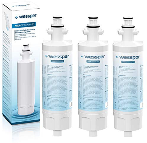 Wessper 4874960100 Sostituzione filtro acqua frigorifero per Beko 4874960100, 4394650100, 9256712, SBS4K; Blomberg IWD1004ET, KFD9952PXDUK; Grundig 487960000; Lamona LAM6100, HJA6110 (Confezione da 3)