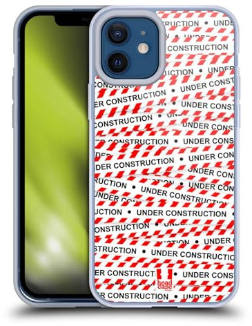 Head Case Designs Weisses Bauarbeiten Absperrband Warnband Gelhülle [Militärischer Schutzgrad] Kompatibel Mit Apple iPhone 12 / iPhone 12 Pro Und Kompatibel Mit MagSafe