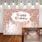 BINQOO 2,1 x 1,5 m Toile de Fond Anniversaire Rose Toile de Fond Rose doré pour fête d'anniversaire avec Paillettes et Diamants pour Fille 16, 18, 21ème Anniversaire