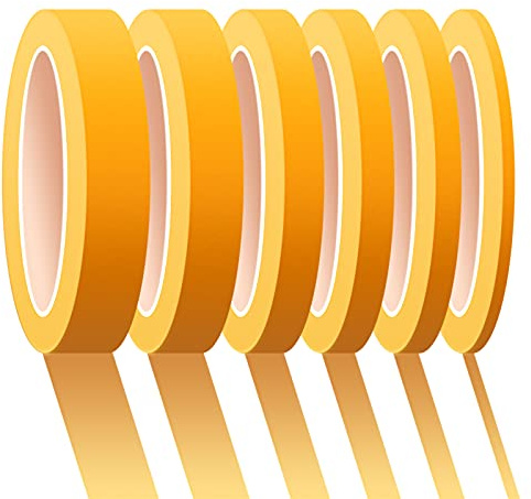 PETDCHEB Fineline-Abdeckband, 6 Rollen mit feiner Linie, 1/16, 1/8, 1/5, 2/5, 1/2, 3/4 Zoll x 45 m, für Auto, Autolack