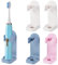 4 Pack Electric Toothbrush Holder, Self-Adhesive Toothbrush Stand Organizer Wall Mounted Universal Toothpaste Storage for Bathroom (Pink+Blue+White)