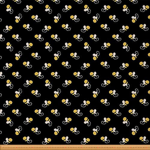 Karikatur Bienen Stoff Meterware Honigbienen Polsterstoff Süßer Tier Dekostoff Geometrischer Punkt Drinnen Draußen Stoff Kawaii Käfer DIY Kunst Wasserdichter Stoff Gelb Schwarz 92 x 150 (HxB)