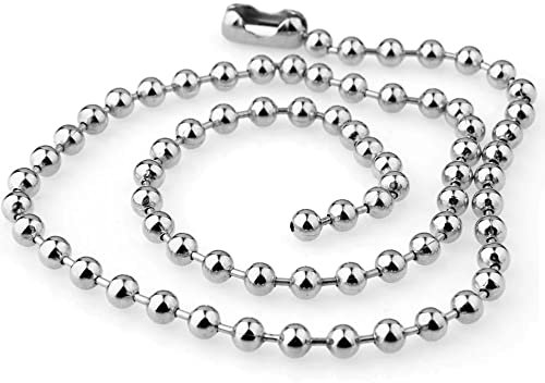 BlackAmazement Edelstahl Kette Halskette Kugelkette Silber Große Kugeln Big Balls Stärke 6mm Länge 40cm 45cm 50cm 60cm Silber Punk Biker Damen Herren (45)