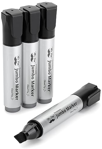Mr. Pen Jumbo-Permanentmarker, Keilspitze, Schwarz, dick, groß, breite Spitze, 4 Stück