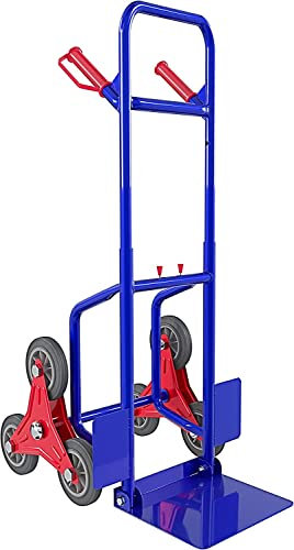Carrello Montascale Portapacchi A Mano Portata 200 Kg Carrellino Pieghevole In Acciaio Tubolare Ruote In Gomma Dura Impilatore Per Trasporto Pacchi Grandi Portacasse Portasacchi 112 x 61 x 44 Cm Blu