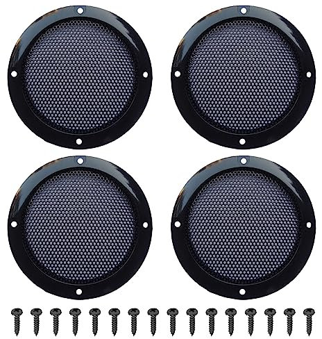 Xiatiaosann Cubierta de rejilla de altavoz de 3 pulgadas, repuesto de rejilla de altavoz de malla metálica para altavoces de woofer de 3 pulgadas, con tornillos (paquete de 4)