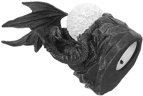 Angoily Drache Auf Leuchtender Led-Kugel-Statue Mittelalterlicher Drache Der Auf Led-Kugel-Nachtlichtstatue Sitzt Jahr des Drachen-Figur Fengshui- Für Halloween