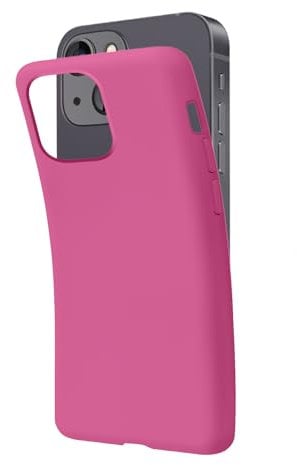 SBS Cover per iPhone 13 Mini Fucsia Pantone 806 C, Custodia Morbida e Flessibile Antigraffio, Cover Sottile e Comoda da Tenere in Tasca, Custodia Compatibile con Ricarica Wireless