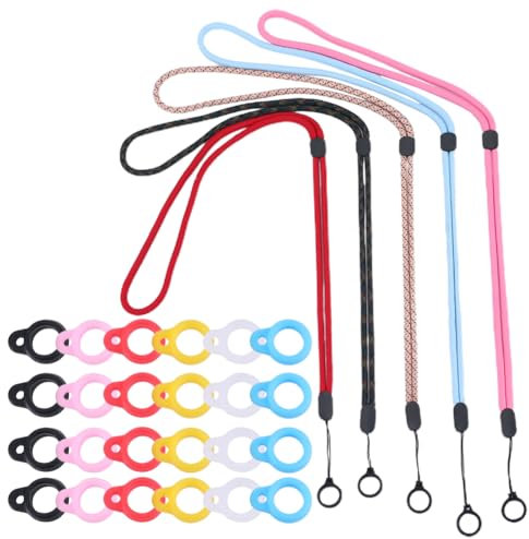 GORGECRAFT 41-Teiliges Anti-Verlust-Halsketten-Lanyard-Set Einschließlich 5-Teiligem Anti-Verlust-Anhänger Riemen-Schnurhalter Mit 36-Teiligen 6-Farben-Silikon-Gummiringen Für Outdoor-Aktivitäten 8mm