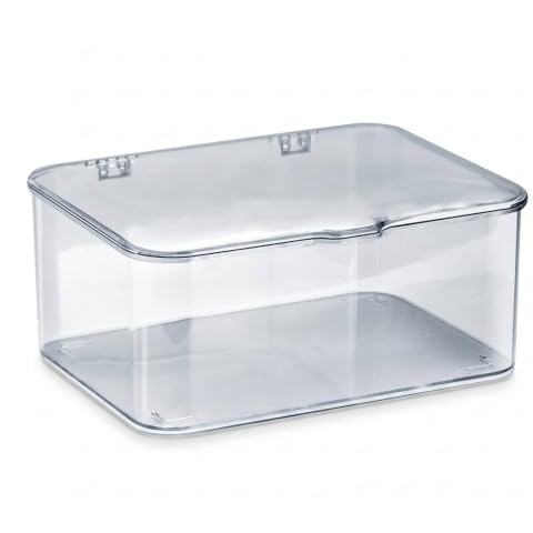 HERCHR Plastic Storage 8.9×6.5×3.9in Rectangular Plastic Containers with Lid Desk Storage Box Clear Phone Case Organizer for Desk Business Cards Other Small Items