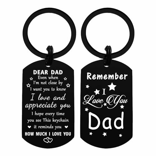 Resdink Cadeau de Saint-Valentin pour papa – Porte-clés noir « I Love My Dad » pour meilleur papa, cadeau d'anniversaire personnalisé, cadeau de Pâques pour la fête des pères, noir, 2*1.1inch