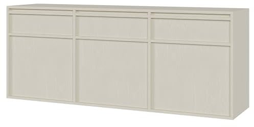 Selsey Commode Suspendue Meuble De Rangement À 3 Tiroirs 3 Portes Push to Open 154 cm Beige Evo