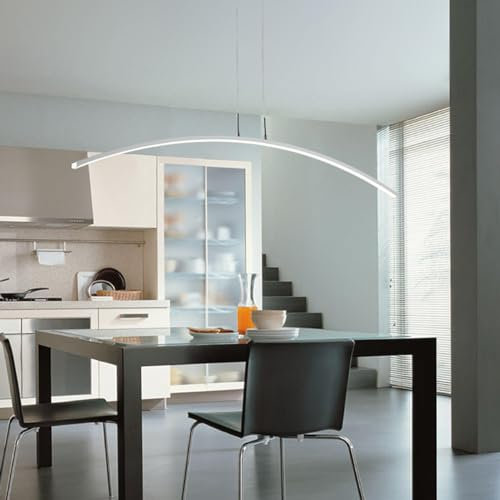 Aleaty LED Pendelleuchte Modern Gebogener Design Hängeleuchte Lichtfarbe/Helligkeit 3000K-60000K Einstellbar Esszimmer Kronleuchter mit Fernbedienung für Couchtisch Bar Büro Pendellampe (White)