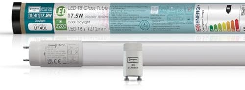 Crompton Lamps 4ft LED T8 Tube 6500K Daylight 17.5W (36W Equivalent) 2200lm | Replacement Fluorescent Light Tubes for LED Batten Light and Ceiling Strip Lights | Includes LED Fluorescent Light Starter