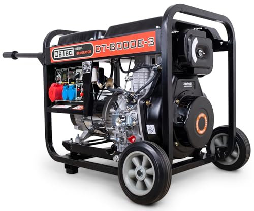 DeTec. Dieselstromerzeuger 6500 Watt Notstromaggregat 3 Phasen 230V 400V Stromerzeuger 6,5kW Aggregat Diesel Stromaggregat mit E-Start