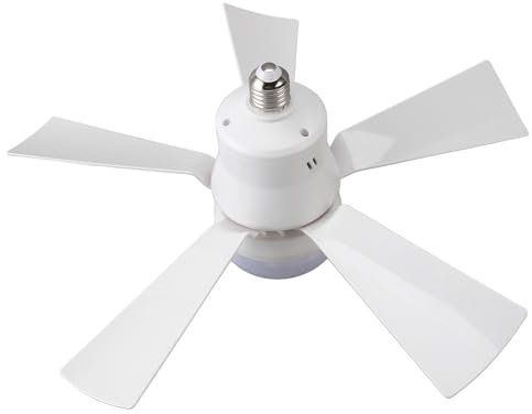 Topiky Steckdosen Ventilatorleuchte, Deckenventilatoren mit Lichtern und Fernbedienung, 3 Windgeschwindigkeiten, Dimmbarer Kleiner Deckenventilator mit Timer für Schlafzimmerküche,