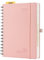 POPRUN Kalender 2025 Tagesplaner Softcover 21,5 x 14,5 cm (Jan.2025-Dez.2025), Tageskalender Ringbuch 1 Tag 1 Seite (Montag - Sonntag) mit PU-Leder, Monatliche Registerkarten - Zartrosa