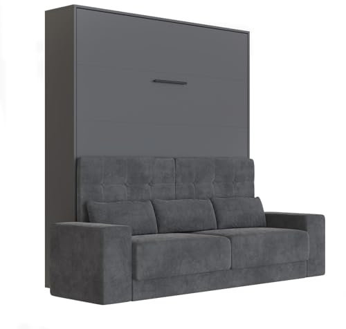 SMARTBett Schrankbett mit Anthrazit Sofa M1 160x200 Vertikal Anthrazit/Anthrazit