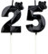 Geburtstagskerzen Zahlen 25 mit Krone，3D Kerzen Geburtstag für Kuchen geburtstagsdeko, Geburtstag Kerzen Zahlen, Geburtstagskerzen Kinder für Partys, Hochzeiten, Firmenfeiern, Jubiläen (Schwarz, #25)