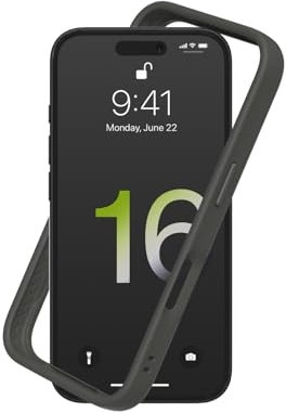 RhinoShield Bumper Case kompatibel mit [iPhone 16] | CrashGuard - Stoßdämpfende Schutzhülle im schlanken Design - 3.5 Meter Fallschutz - Graphite