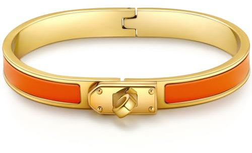 Gold Armband Damen Gold Armreif Armbänder Armband Dupes Wasserfester Schmuck Goldenes 17CM Edelstahl Armbänder Geschenk für Frauen,Orange