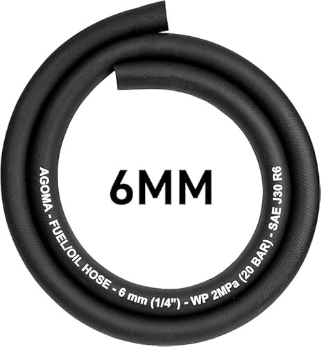 6mm x 10meter Fuel Hose - Reinforced Rubber Hose for Fuel, Diesel, Petrol, Water - Oil-Resistant Flexible Pipe for Engine Fuels, Industrial Use