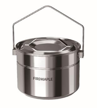 Fire-Maple 1.8L Camping Pot Stainless Steel Hanging Pot with Steamer Basket Campfire Pot with Foldable Handle for Outdoor Cooking Bushcraft