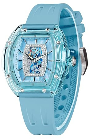 SAR Bomba Damen Armbanduhr Luxus Tonneau Schweizer Uhren für Frauen Diamant Luxus Damen Armbanduhren Analog mit Quarzwerk Elegante Damen Geschenke 50M Wasserdicht