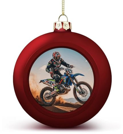 Interessante Weihnachtskugel-Dekorationen, wunderschön, Sport, Motorrad, Motocross-Renn-Thema, bedruckte Dekorationen, Urlaubsparty, Heimdekoration, Weihnachtskugel-Dekorationen, hängende Anhänger