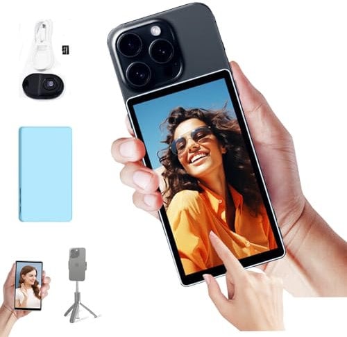 Shimbol CP5 Phone Vlog Selfie Monitor Screen, 5 inch 1080P Touchscreen Monitor, 2.4G/5GHz 164ft Wireless Transmission with Bluetooth Remote for iPhone Vlog Selfie Monitor Screen for Live Stream TikTok
