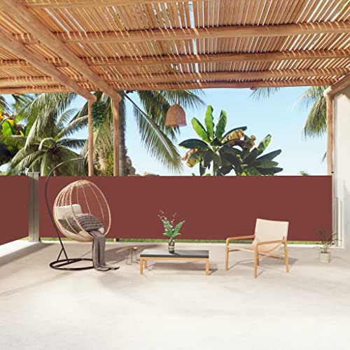 Toldo lateral retráctil marrón para césped y jardín, 140 x 1000 cm, al aire libre, para el hogar y el jardín