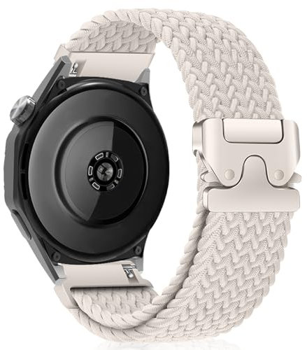 SeNool 22mm Straps for Xiaomi Redmi Watch5 Active/5 Lite/Xiaomi Watch S4/S4 Sport/S3, Nylon Braided Loop Replacement Wristbands Watch Band for Huawei Watch GT 5/GT 5 Pro/GT 4/watch 4 46mm - White