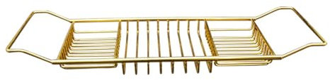 Fenteer Bandeja para bañera, Estante para desagüe de bañera, Rejilla para bañera, Bandeja para baño para Toalla, Libro, teléfono, Vela, Oro