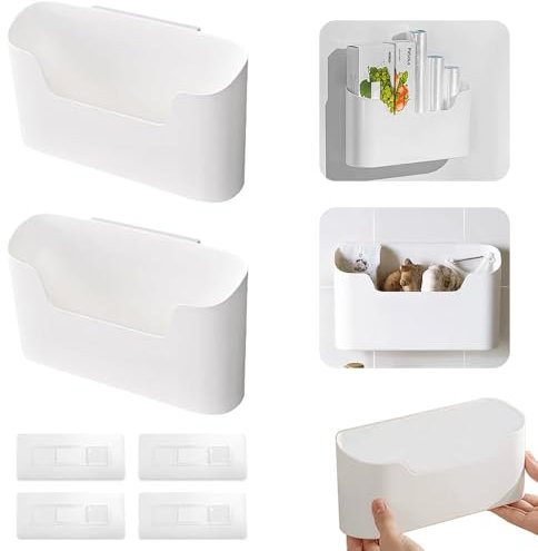 Küchenschranktür Aufbewahrungsbox, 2 Stück Selbstklebendes Schranktür Organizer, Wandmontierte Aufbewahrungsbox Selbstklebendes Wandmontierte für Familie Fernbedienung Schrank Badezimmer Kühlschrank