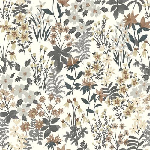 Grandeco Ditsy Floral Agnala Textured Wallpaper, Grey