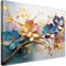 Feeby Leinwand Bilder - Bild Wohnzimmer - Bunte Blätter und Blumen - 120x80 cm XXL 1tlg - Deko Schlafzimmer Groß - Dekoration Canvas - Gemälde - Modern Wandbilder - Kunstdruck