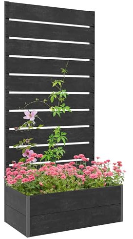 Outsunny Garden Planter with Trellis for Climbing Plants, Vines, Flowers, Freestanding Raised Bed for Garden, Outdoor, Patio, Planter Box with Drainage Gap, 72x38x150cm, Black